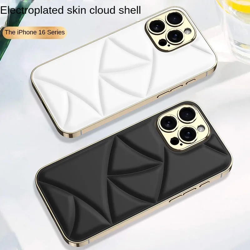 Electroplated Skin Cloud Design Leather Case For iPhone