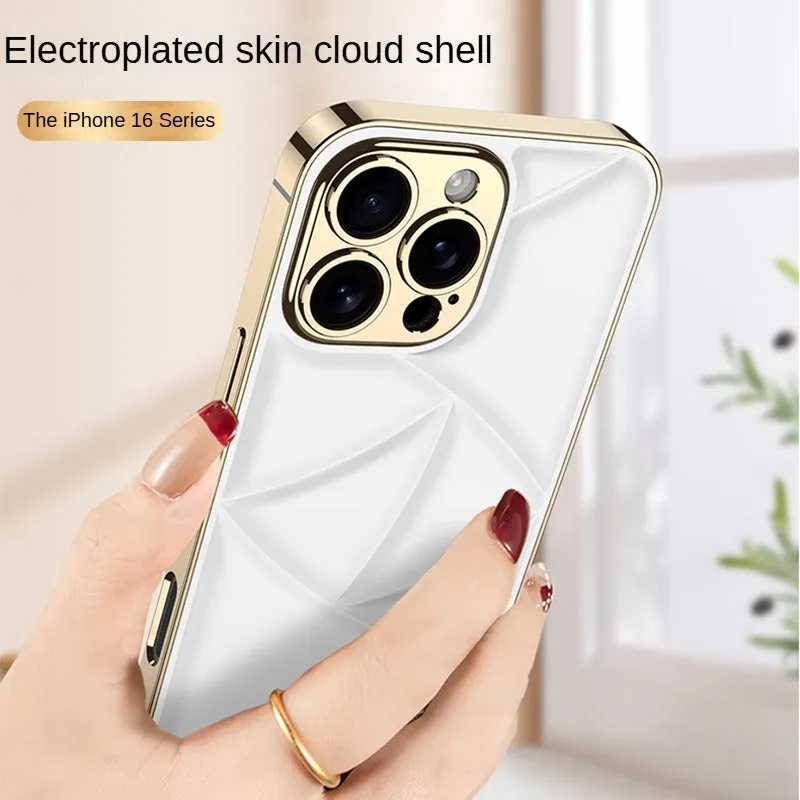 Electroplated Skin Cloud Design Leather Case For iPhone