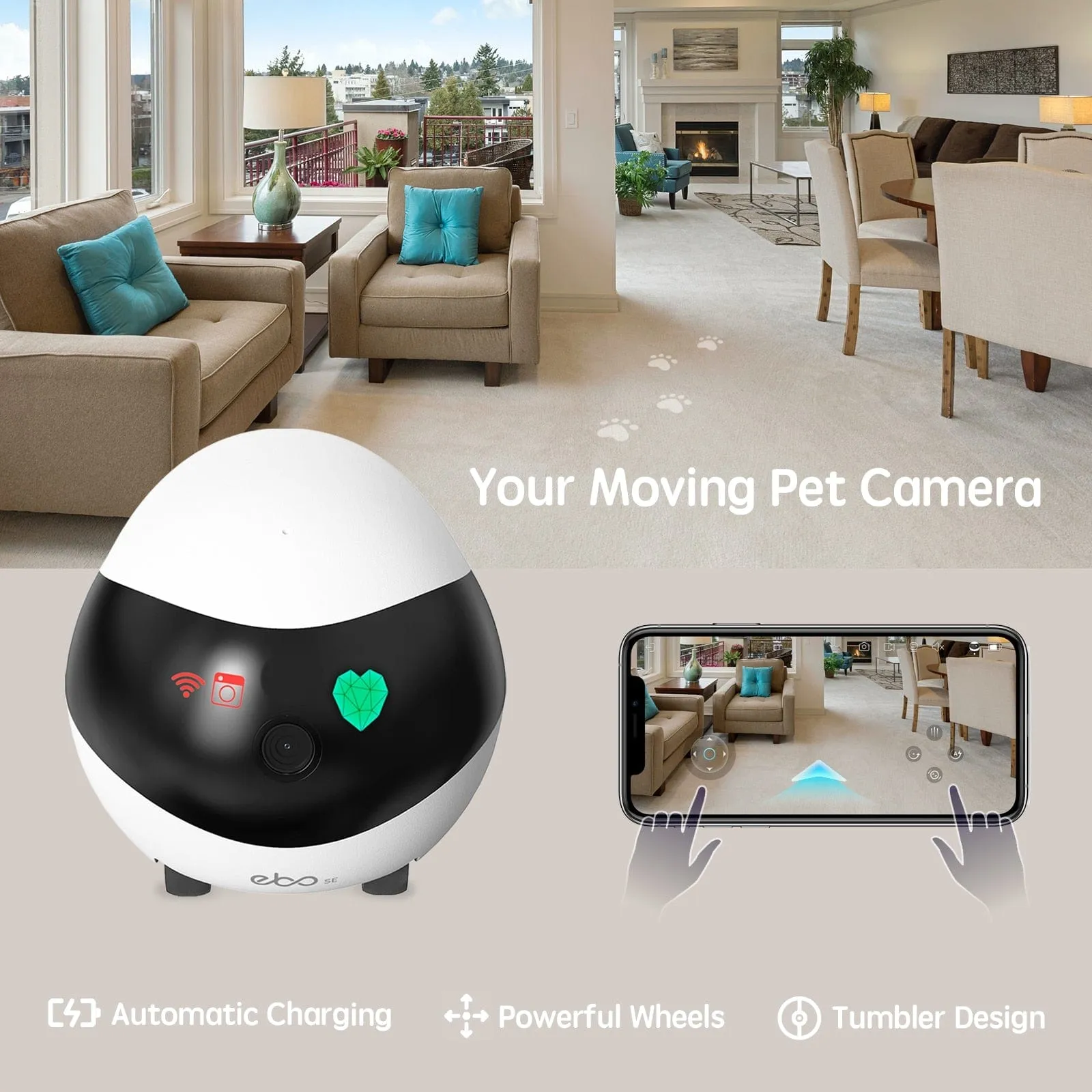 Enabot Home Security Camera Pet Robot with Night Vision