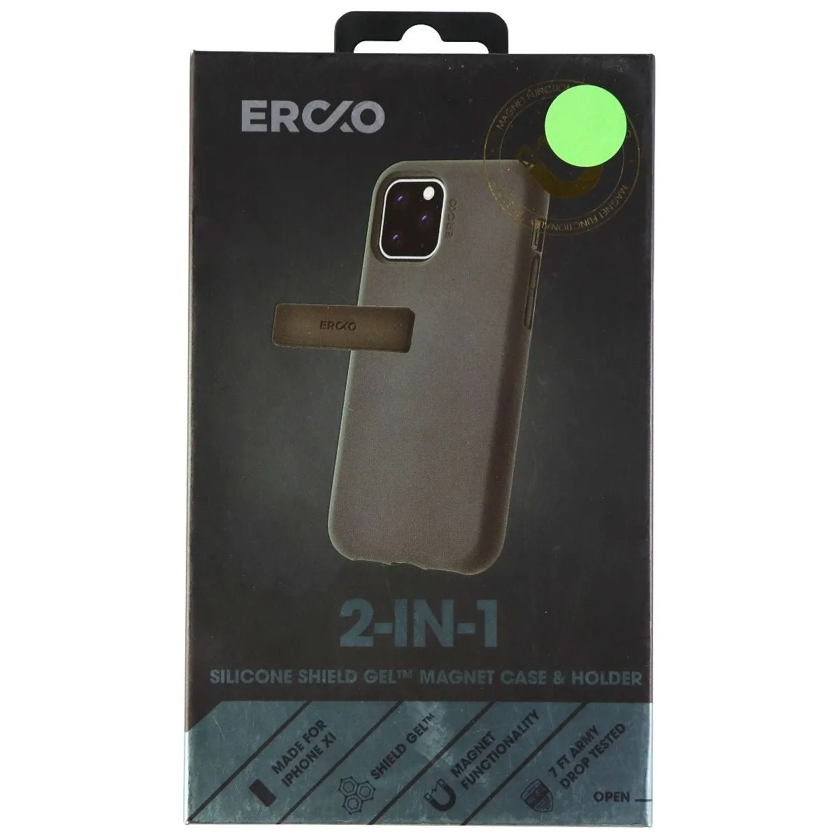 Ercko 2-in-1 Silicone Shield Gel Magnet Case & Holder for iPhone 11 Pro - Black