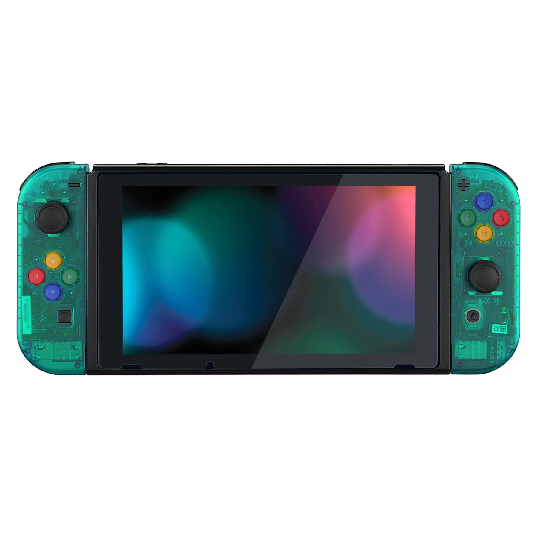 eXtremeRate Back Plate for NS Switch Console, NS Joycon Handheld Controller Housing with Colorful Buttons, DIY Replacement Shell for Nintendo Switch -Emerald Green - QM508