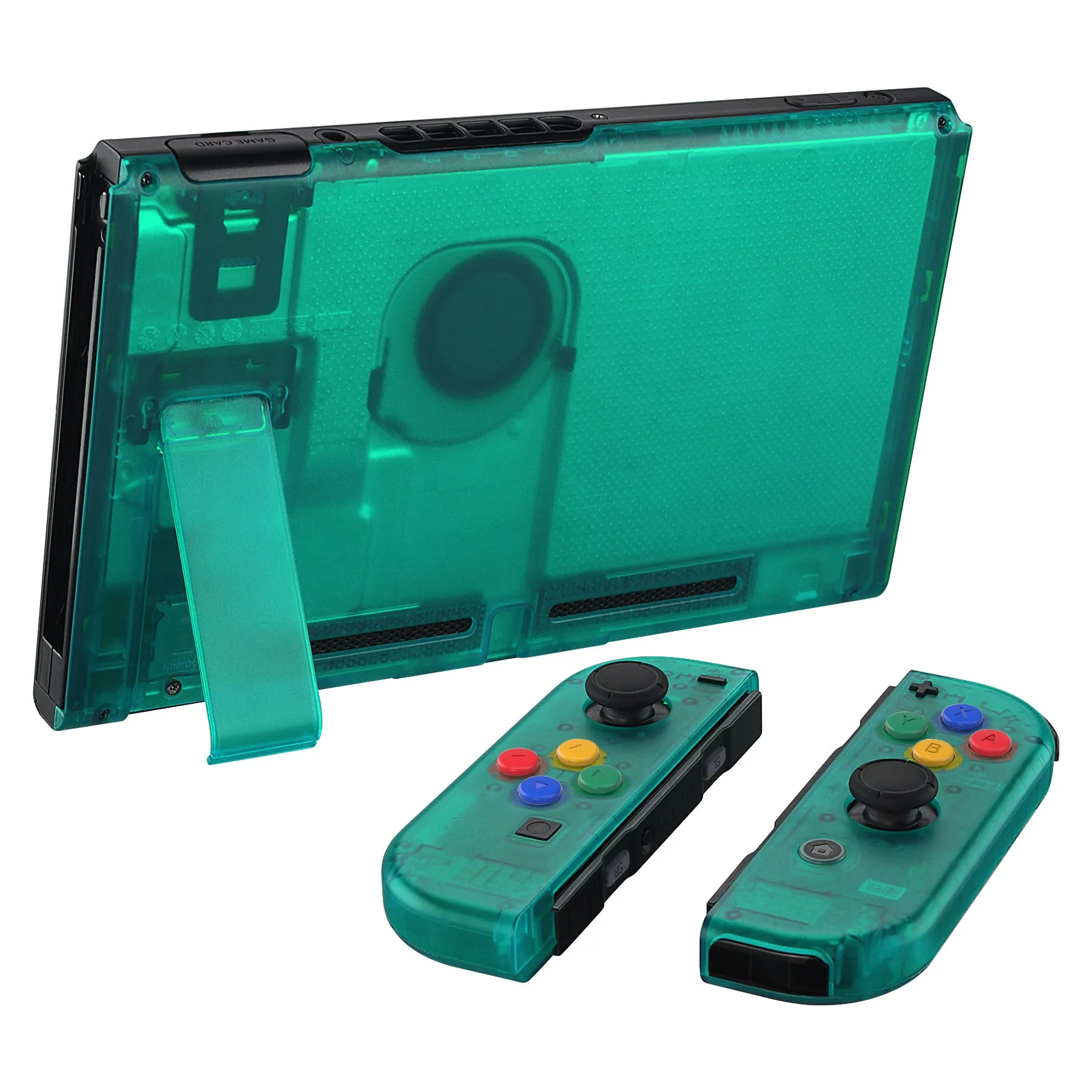 eXtremeRate Back Plate for NS Switch Console, NS Joycon Handheld Controller Housing with Colorful Buttons, DIY Replacement Shell for Nintendo Switch -Emerald Green - QM508