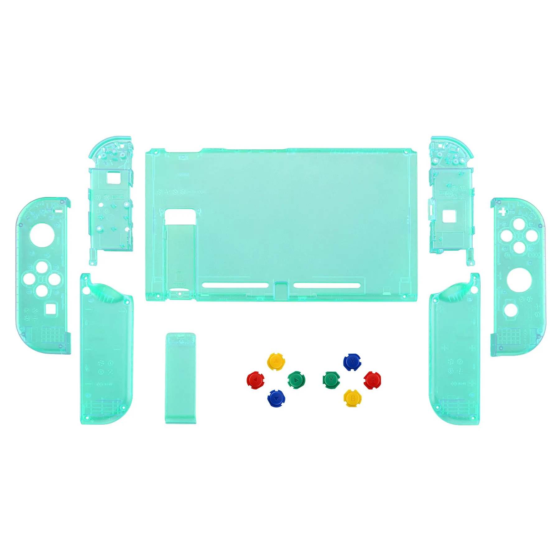 eXtremeRate Back Plate for NS Switch Console, NS Joycon Handheld Controller Housing with Colorful Buttons, DIY Replacement Shell for Nintendo Switch -Emerald Green - QM508