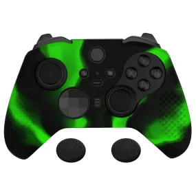 eXtremeRate PlayVital Green & Black Soft Anti-Slip Silicone Cover Skins, Controller Protective Case for New Xbox One Elite Series 2 (Model 1797 and Core Model 1797) with Thumb Grips Analog Caps - XBOWP0063GC