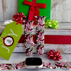 Festive Tags & Tidings Print Silicone Band For Apple Watch