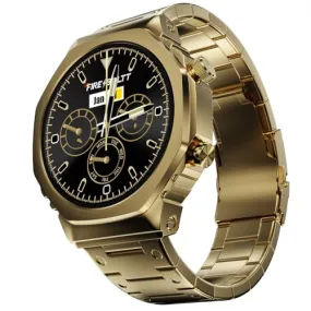 Fire-Boltt Onyx- 36.3mm AMOLED Always On Display Smart Watch, 466 * 466 High Resolution, Bluetooth Calling, Steel Design, IP67, 4GB Storage, 300  Sports Modes, 130  Watch Faces (Gold)