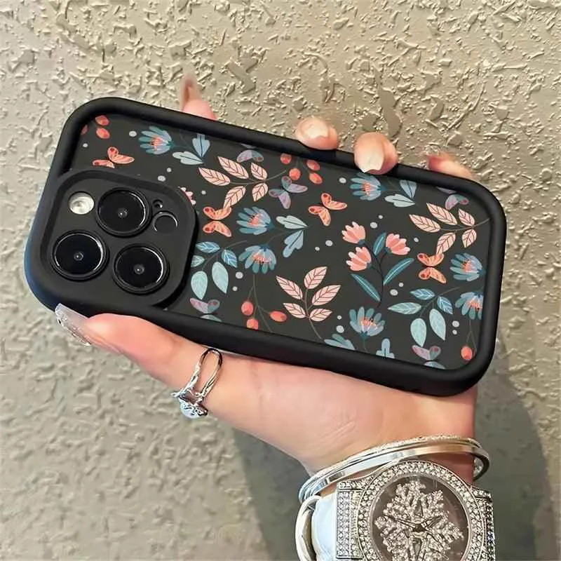 Floral Black Cute Phone Case For Huawei Honor 50, 90, 20, 9X Pro, X9, X30, Y9 Prime 2019, and Magic 5 Pro - CPC081 Pattern