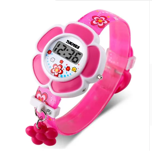 Flower Girl Digital Watch in Pink or Purple - Kids Watch