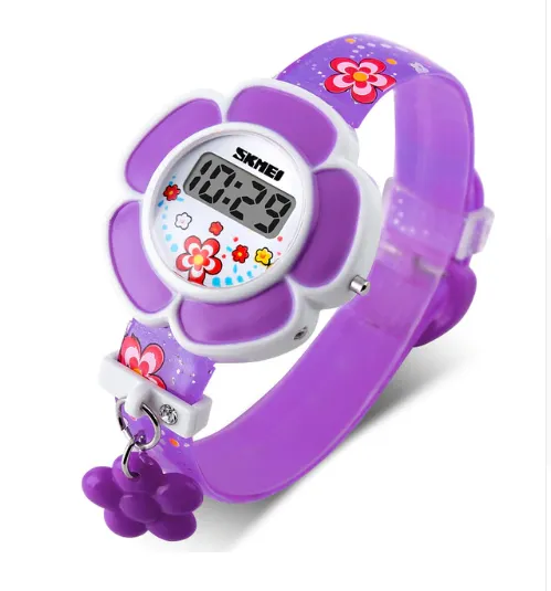 Flower Girl Digital Watch in Pink or Purple - Kids Watch