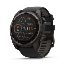 fēnix® 8 – 51 mm | Solar - Sapphire, Carbon Titanium with Black Silicone Band