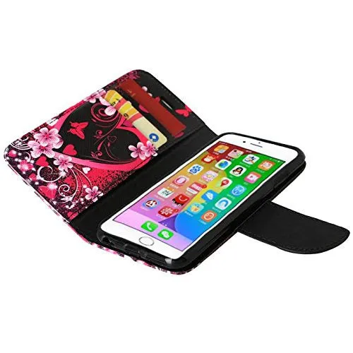 For Apple iPhone 6s Plus Case / 6 Plus Case, Wrist Stap Pu Leather Magnetic Fold[Kickstand] Wallet Case with ID & Card Slots for Iphone 6S Plus/6 Plus - Heart Butterflies