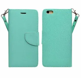 For Apple iPhone 6s Plus Case / 6 Plus Case, Wrist Strap Pu Leather Magnetic Fold[Kickstand] Wallet Case with ID & Card Slots for Iphone 6S Plus/6 Plus - Teal