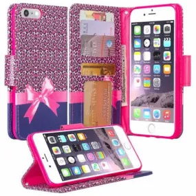 For Apple iPhone 8 Case,  Wrist Strap Pu Leather Magnetic Flip Fold[Kickstand] Wallet Case with ID & Card Slots for iPhone 8 - Cheetah Prints