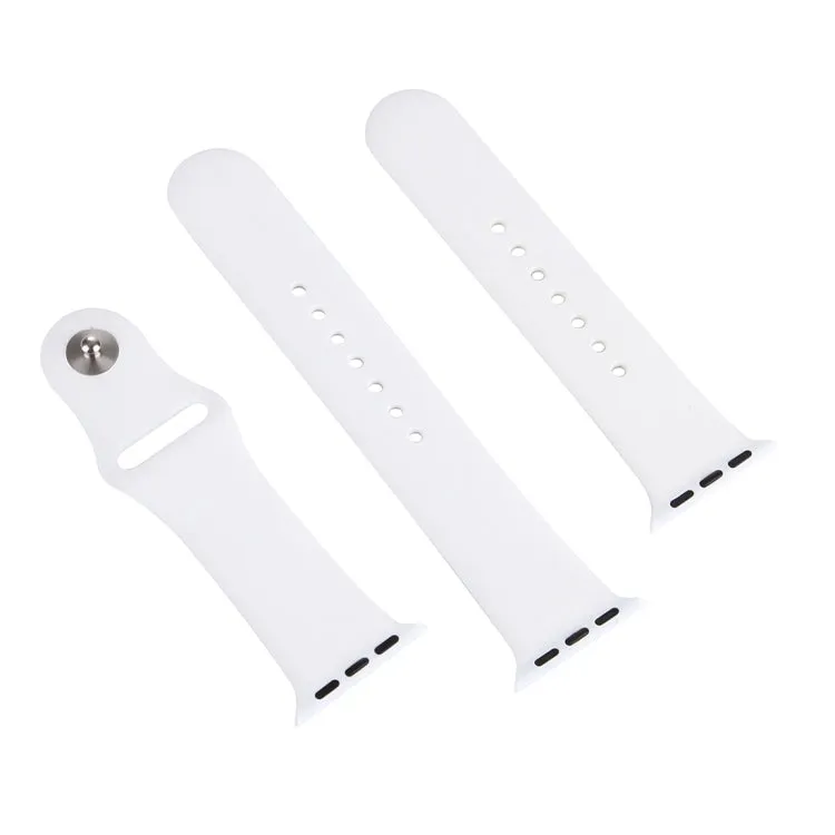 For Apple Watch Ultra 49mm & Watch Ultra 2 49mm / Series 9&8&7 45mm / SE 3&SE 2&6&SE&5&4 44mm / 3&2&1 42mm 3 in 1 Rubber Watch Band with Pin Buckle(White)