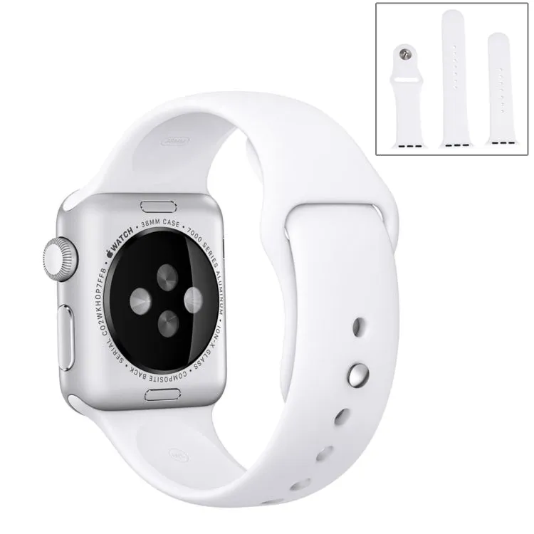 For Apple Watch Ultra 49mm & Watch Ultra 2 49mm / Series 9&8&7 45mm / SE 3&SE 2&6&SE&5&4 44mm / 3&2&1 42mm 3 in 1 Rubber Watch Band with Pin Buckle(White)