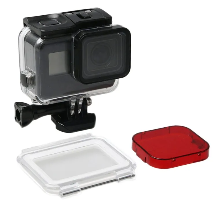 For GoPro HERO6 /5 Black 60m Underwater Waterproof Housing Diving Case with Touch Screen Back Door & Filter / Buckle Basic Mount & Screw, No Need to Disassemble Lens