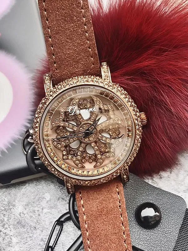 Full Of Diamond Leather Women's Watch