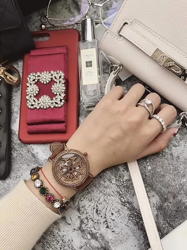 Full Of Diamond Leather Women's Watch