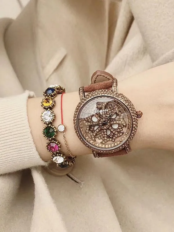 Full Of Diamond Leather Women's Watch