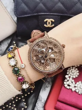 Full Of Diamond Leather Women's Watch