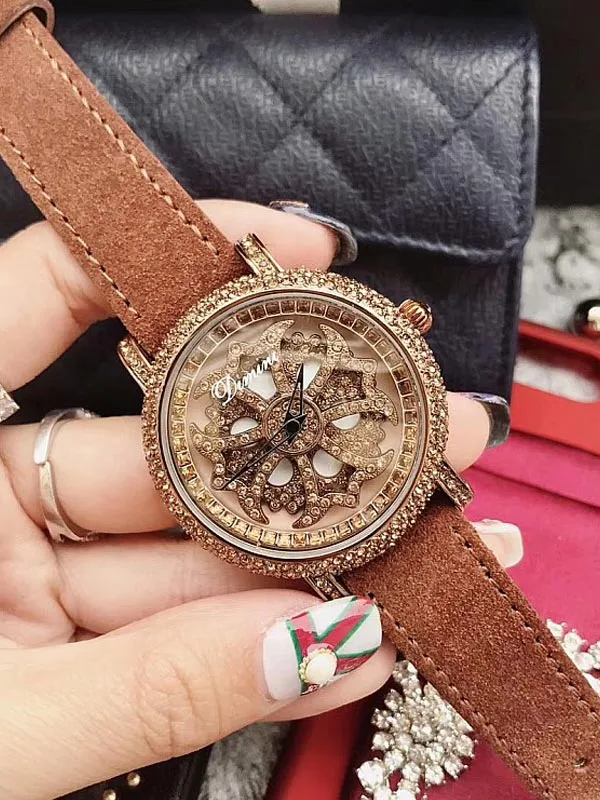 Full Of Diamond Leather Women's Watch