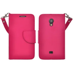 Galaxy Light Case, Wrist Strap Flip Folio [Kickstand Feature] Pu Leather Wallet Case with ID & Credit Card Slots - Hot Pink