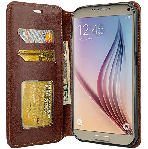 Galaxy Note 5 Case, Magnetic Flip Fold[Kickstand] Pu Leather Wallet Case with ID & Credit Card Slots for Samsung Galaxy Note 5 - Brown