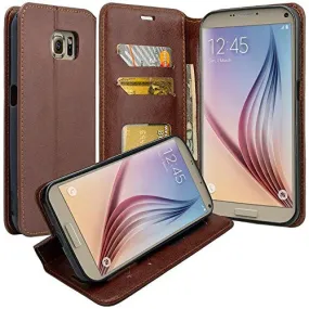 Galaxy Note 5 Case, Magnetic Flip Fold[Kickstand] Pu Leather Wallet Case with ID & Credit Card Slots for Samsung Galaxy Note 5 - Brown