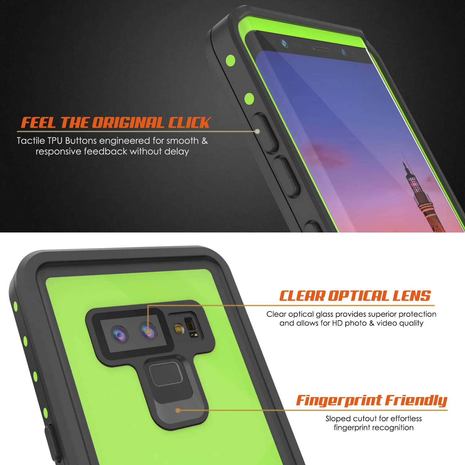 Galaxy Note 9 Waterproof Case, Punkcase Studstar Light Green Thin Armor Cover