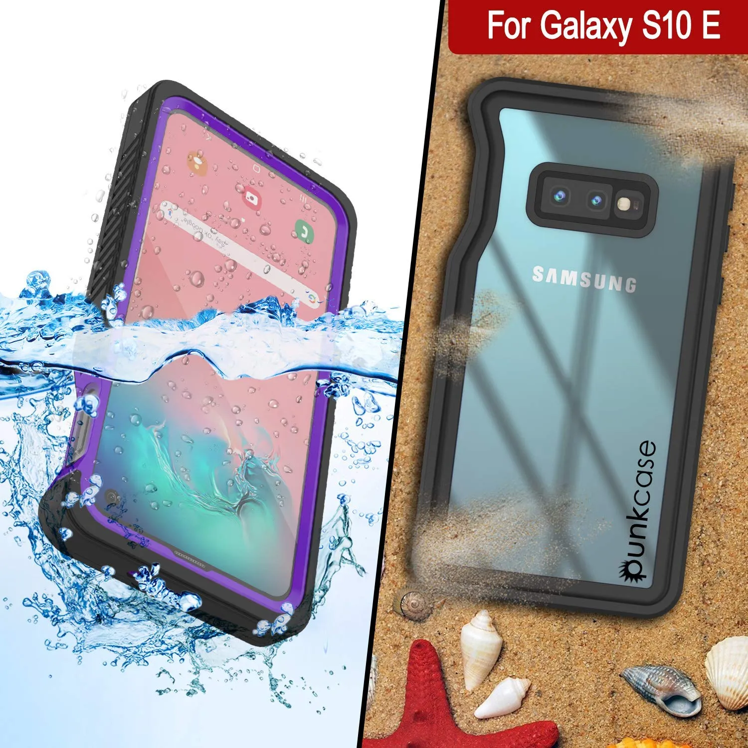 Galaxy S10e Water/Shockproof Slim Screen Protector Case [Purple]