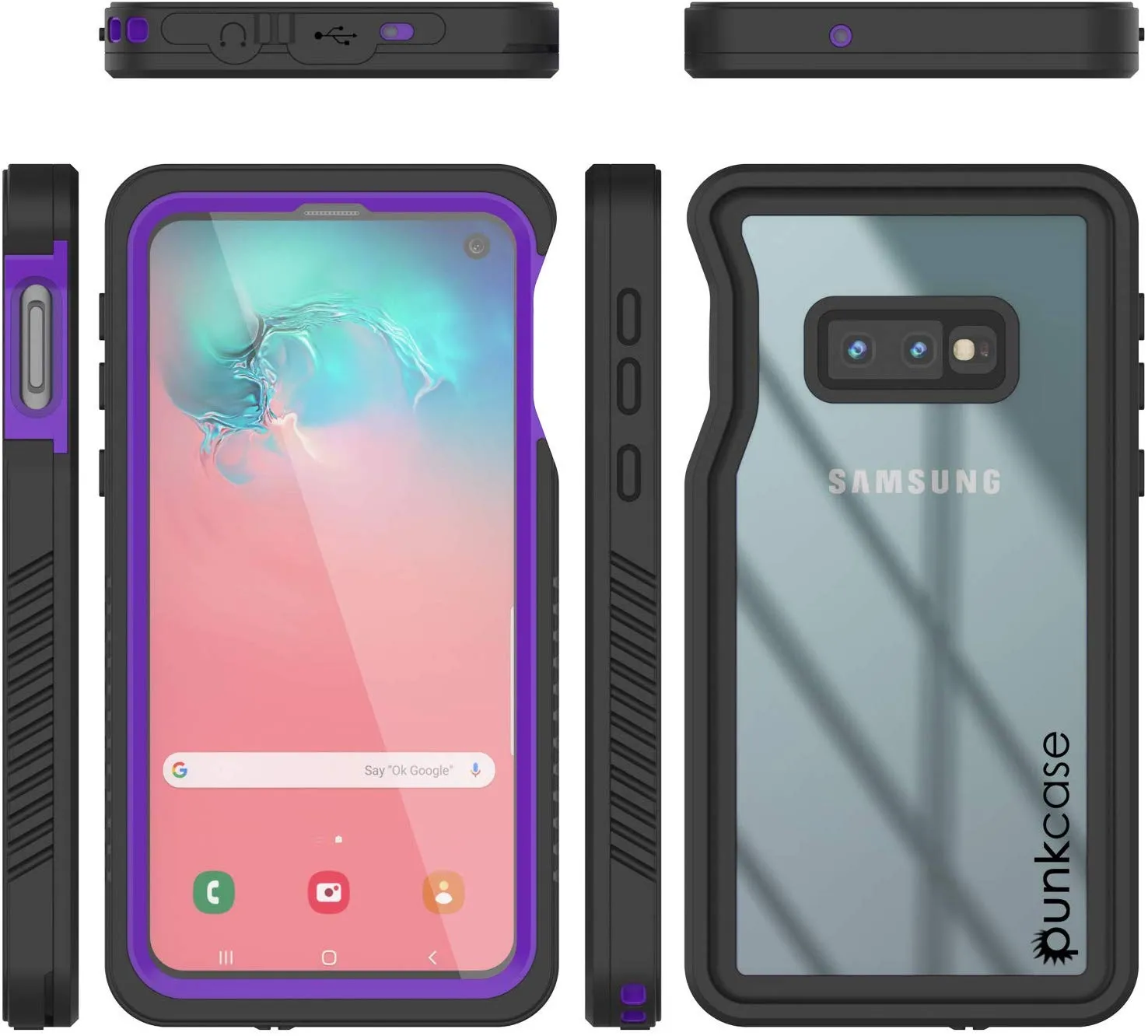 Galaxy S10e Water/Shockproof Slim Screen Protector Case [Purple]