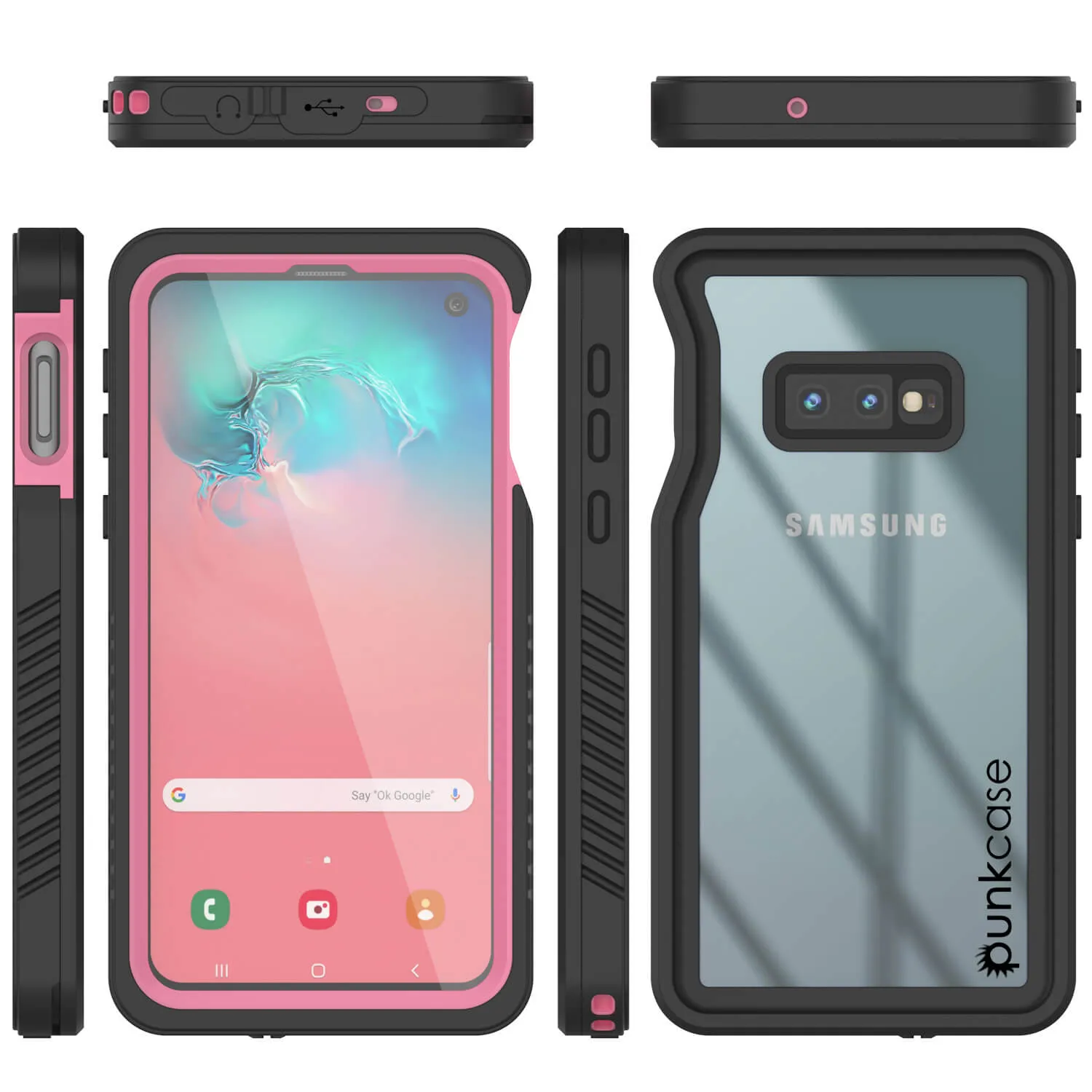 Galaxy S10e Water/Shock/Snowproof Slim Screen Protector Case [Pink]