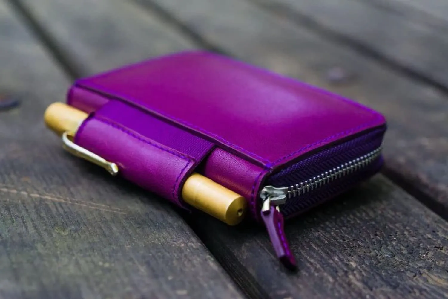 Galen Leather EDC Wallet in Purple