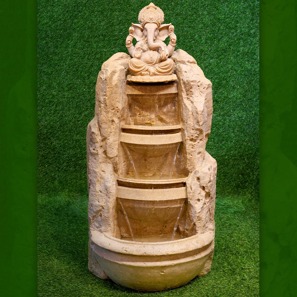 Ganesh with 3 Tier Waterfall Fountain