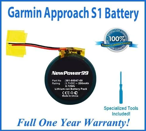 Garmin Approach S1 Battery Replacement Kit with Special Installation Tools, Extended Life Battery and Full One Year Warranty