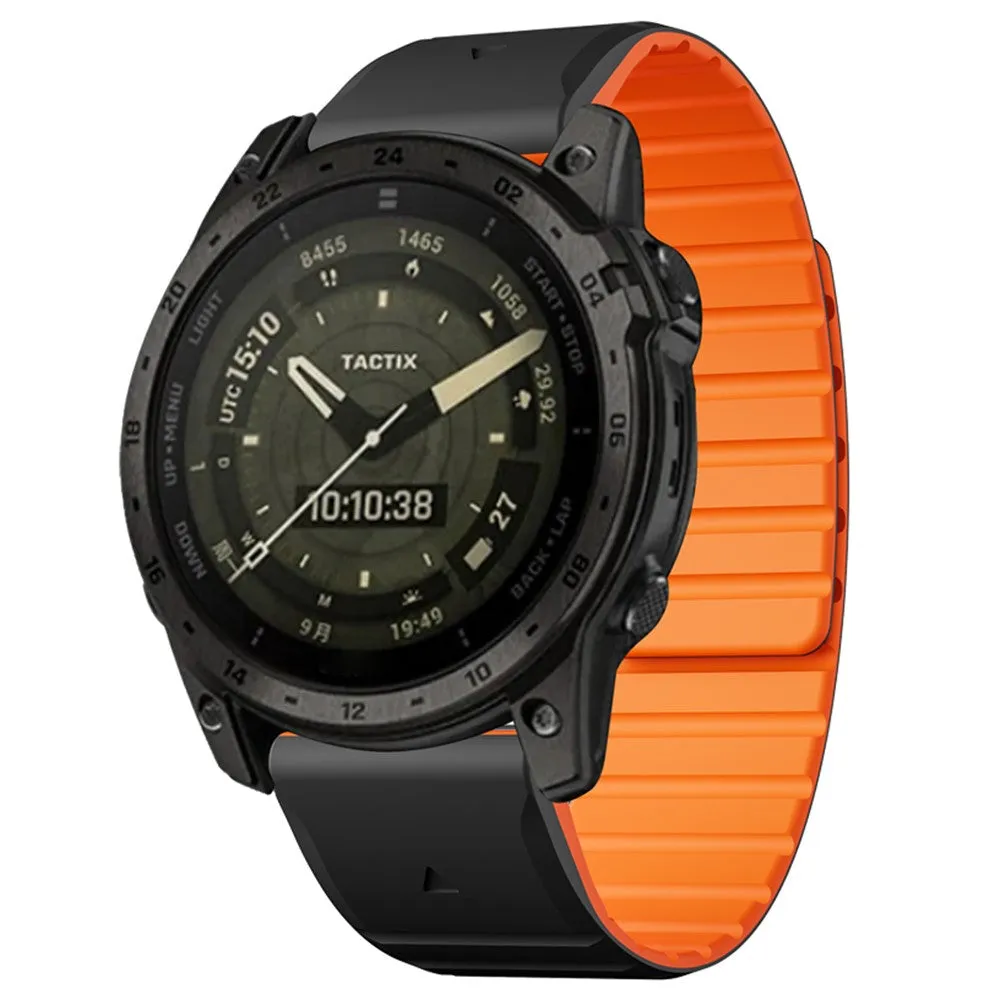 Garmin Descent G1 Solar Magnet Silicone Dual Color Bracelet with 22mm quick release (joint circumference: 170-230mm) - Black / Orange