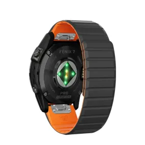 Garmin Descent G1 Solar Magnet Silicone Dual Color Bracelet with 22mm quick release (joint circumference: 170-230mm) - Black / Orange