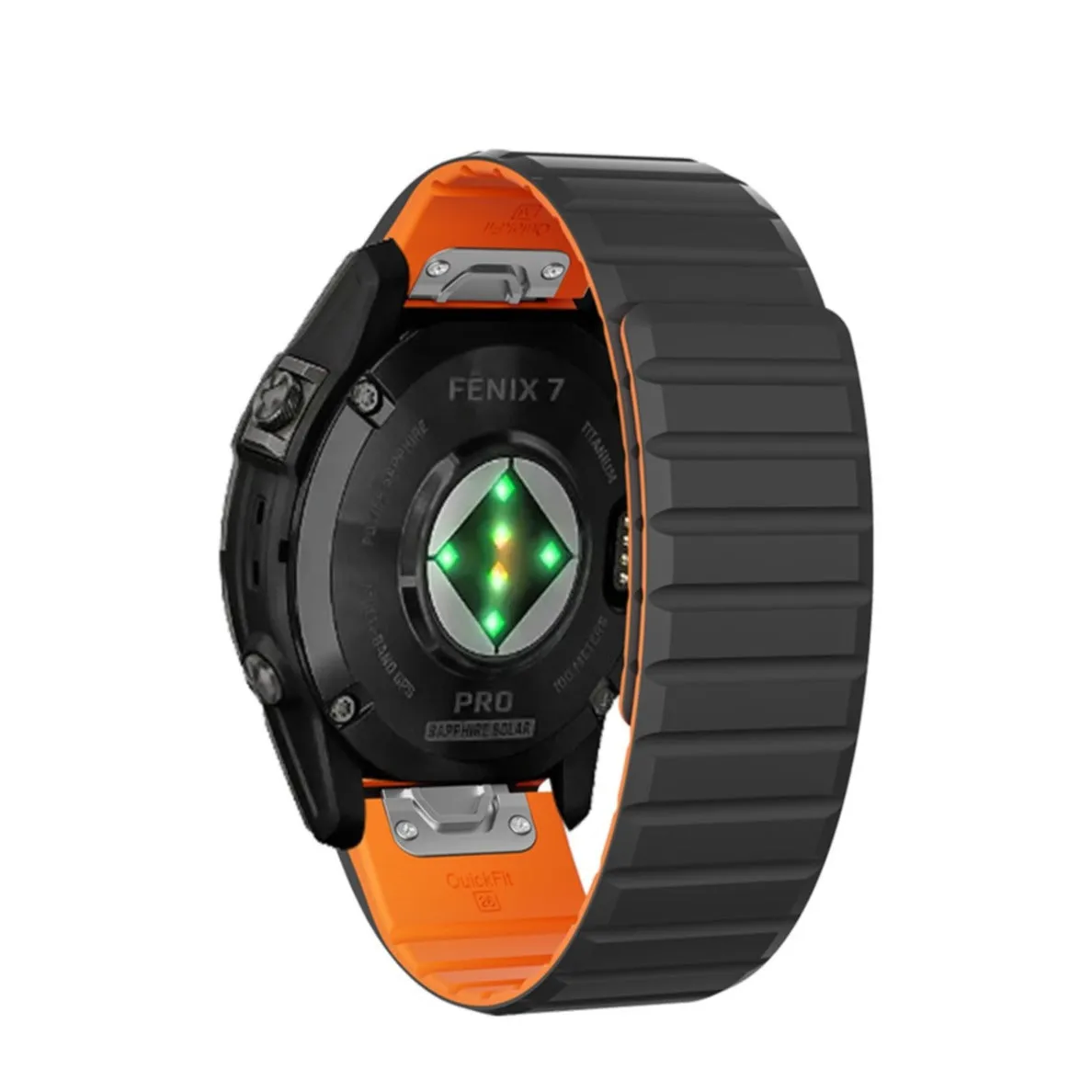 Garmin Descent G1 Solar Magnet Silicone Dual Color Bracelet with 22mm quick release (joint circumference: 170-230mm) - Black / Orange