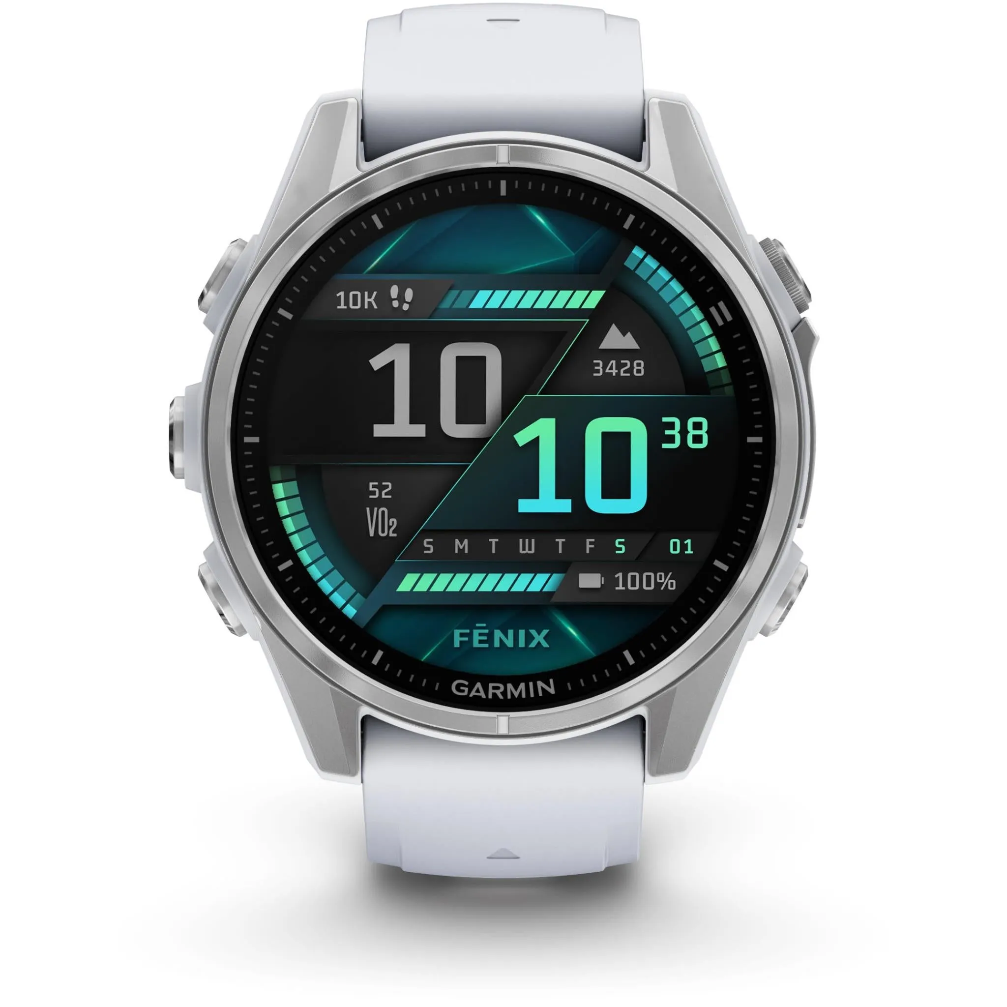 Garmin fenix® 8 43mm AMOLED Glass Bare Stainless Steel with Whitestone Band