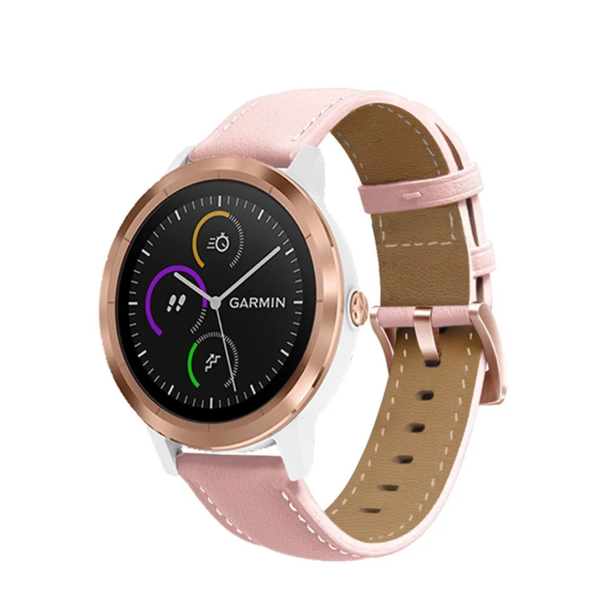 Garmin Forerunner 255S Music genuine leather strap with pin buckle (joint circumference: 180-220mm) - Pink / Brown