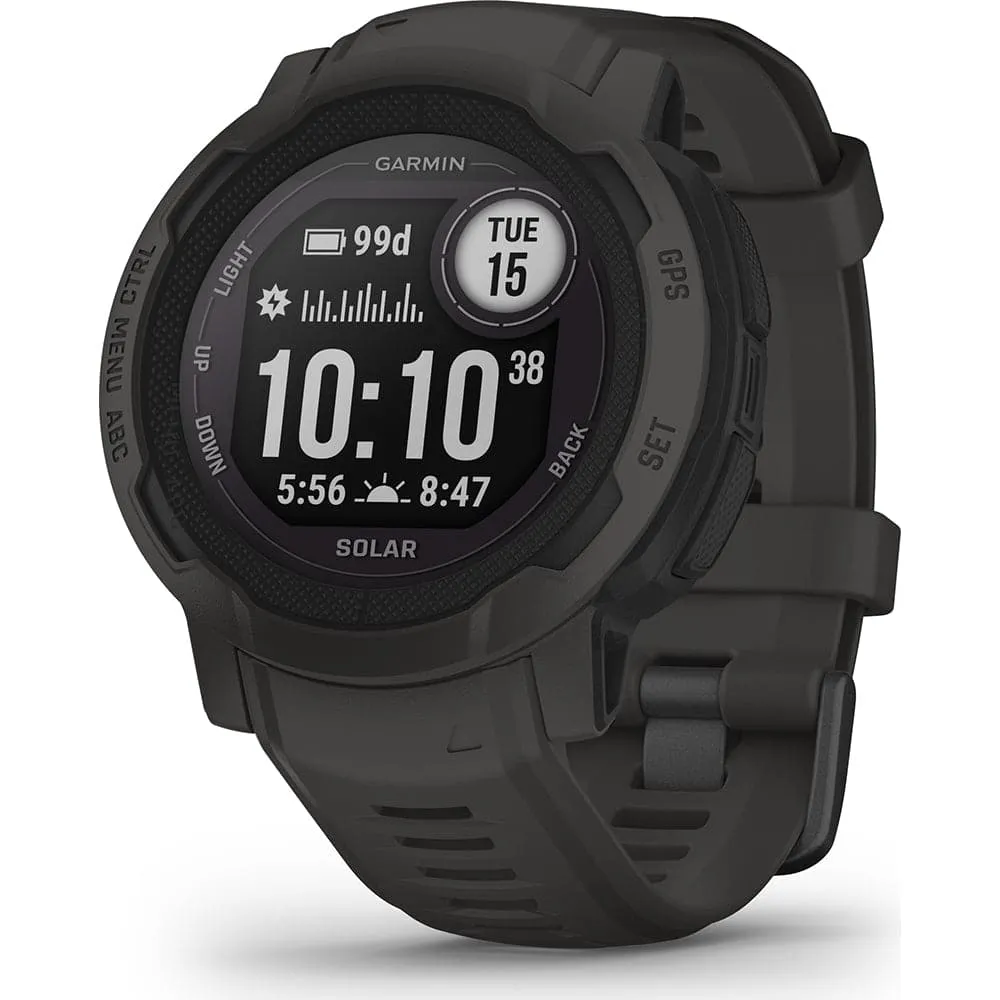 Garmin Instinct 2 SOLAR, Rugged GPS Smartwatch, Built-in Sports Apps and Health Monitoring, Solar Charging and Ultra tough Design Features, Graphite