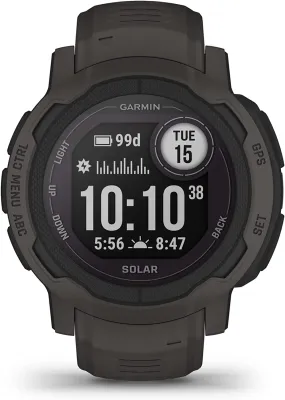 Garmin Instinct 2 SOLAR, Rugged GPS Smartwatch, Built-in Sports Apps and Health Monitoring, Solar Charging and Ultra tough Design Features, Graphite