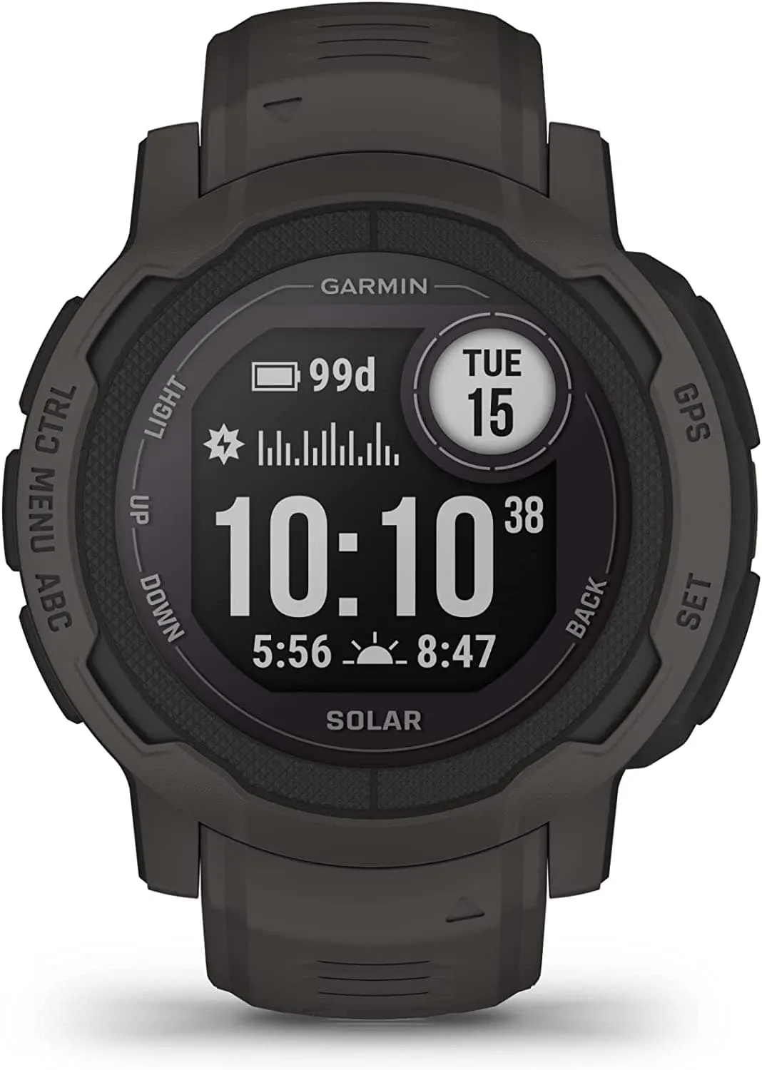 Garmin Instinct 2 SOLAR, Rugged GPS Smartwatch, Built-in Sports Apps and Health Monitoring, Solar Charging and Ultra tough Design Features, Graphite