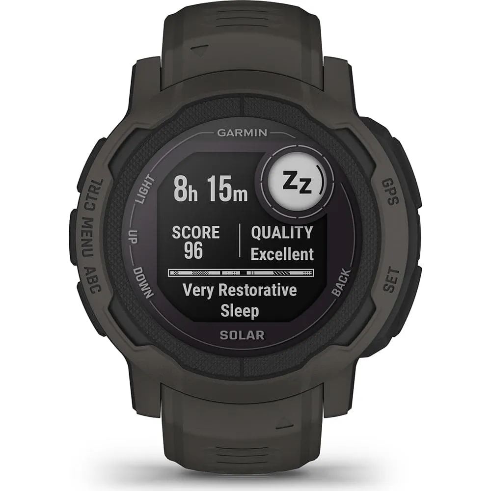 Garmin Instinct 2 SOLAR, Rugged GPS Smartwatch, Built-in Sports Apps and Health Monitoring, Solar Charging and Ultra tough Design Features, Graphite