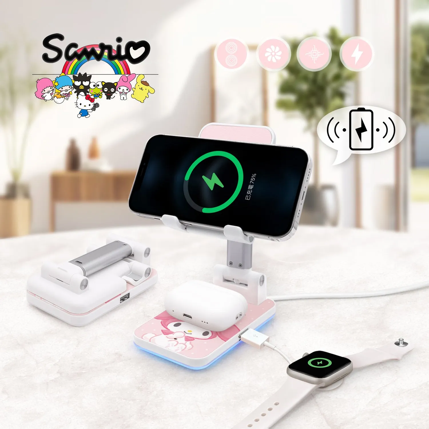 GARMMA Sanrio Characters Wireless Charging Stand Phone AirPods Charger