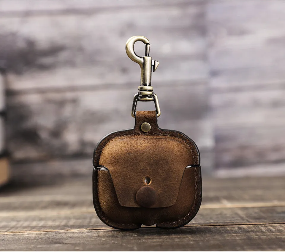 Genuine Leather Case With Keychain For Airpods 3