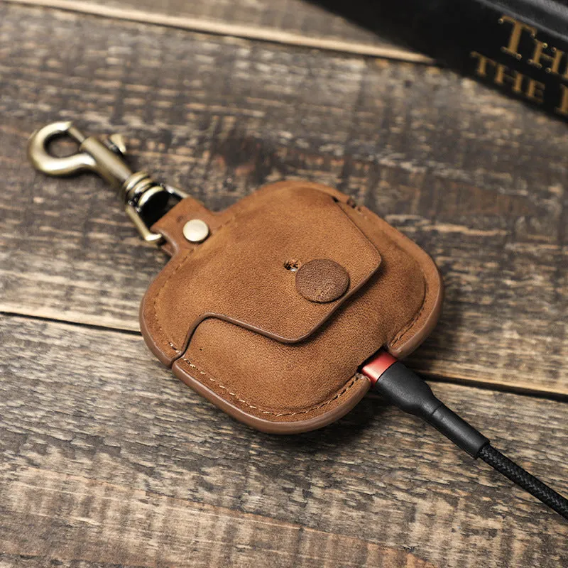 Genuine Leather Case With Keychain For Airpods 3