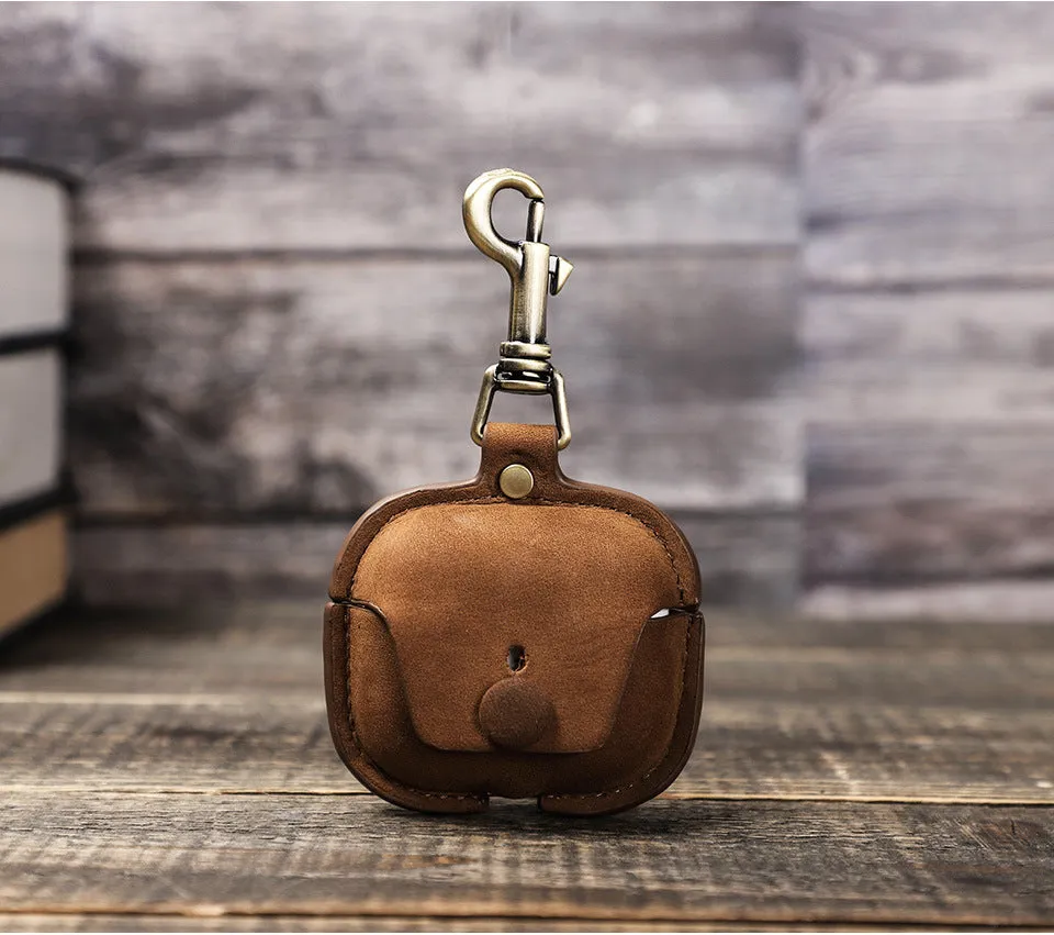 Genuine Leather Case With Keychain For Airpods 3