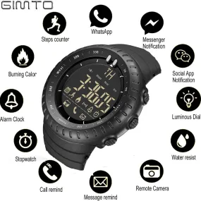 GIMTO Smart Watch Men Bluetooth Pedometer Stopwatch Digital LED Electronics Sport Watches For Men Smartwatch relogio masculino