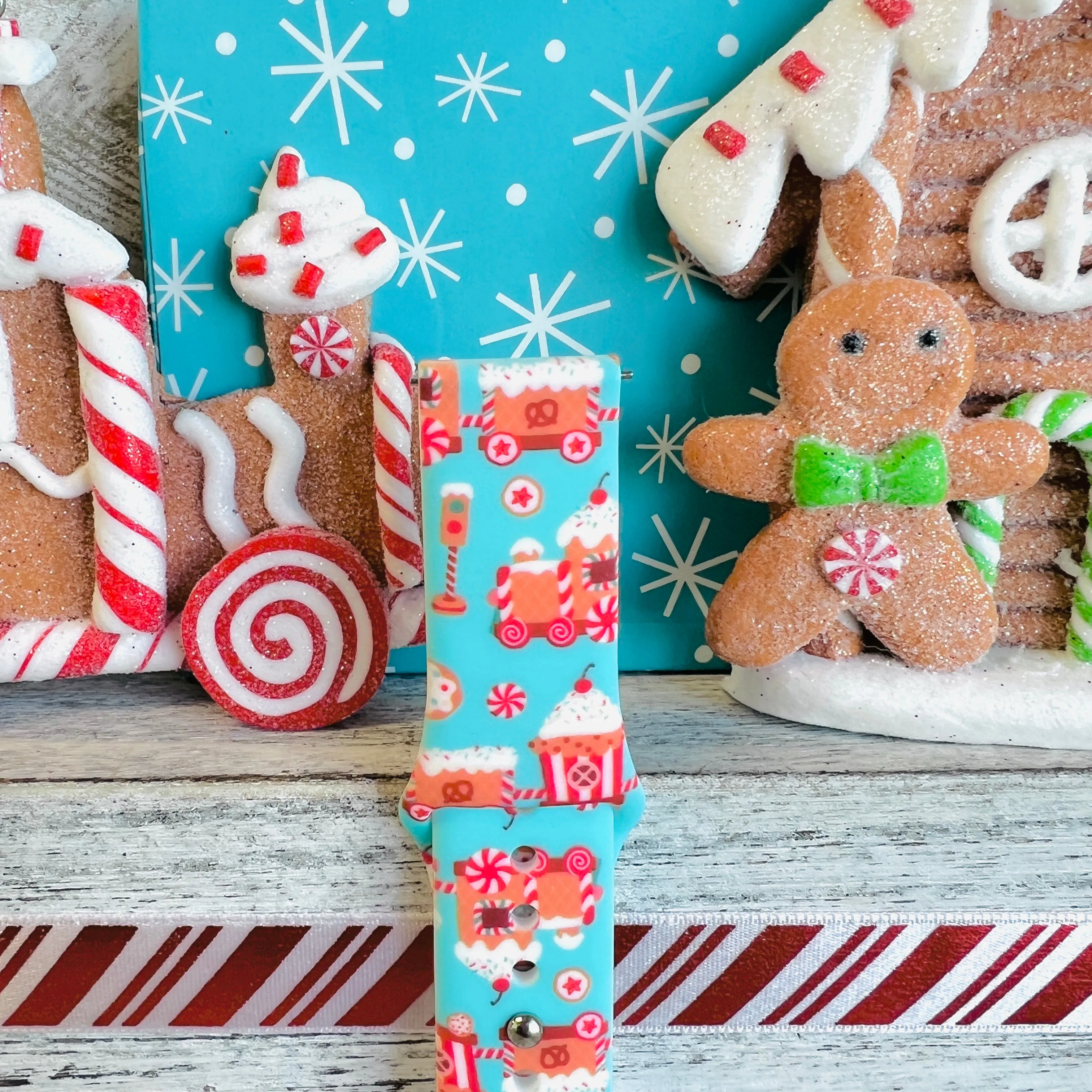 Gingerbread Train Print Silicone Band For Samsung Watch